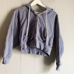 AMERICAN EAGLE OUTFITTERS SemiCrop Hooded Sweatshirt Light Blue M